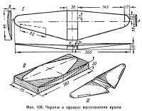 Фиг. 168. Чертеж и процесс изготовления крыла