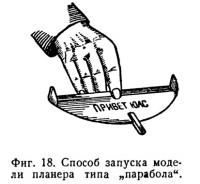 Фиг. 18. Способ запуска модели планера типа парабола