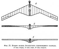 Фиг. 21. Вторая модель бесхвостого стреловидного планера