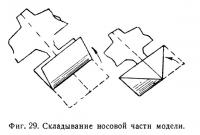 Фиг. 29. Складывание носовой части модели