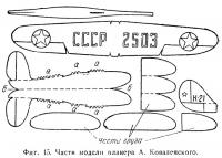 Фиг. 45. Части модели планера А. Ковалевского