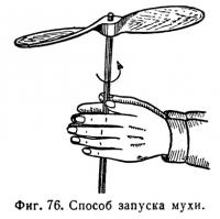 Фиг. 76. Способ запуска мухи