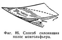 Фиг. 86. Способ склеивания полос монгольфьера