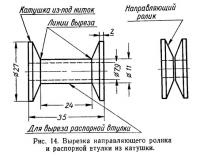 Рис. 14. Вырезка направляющего ролика и распорной втулки из катушки