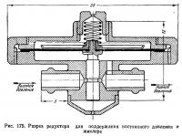 Рис. 175. Разрез редуктора для поддержания постоянного давления в жиклере
