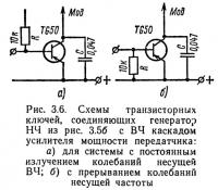 Рис. 3.6. Схемы транзисторных ключей, соединяющих генератор НЧ