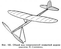 Фиг. 105. Общий вид схематической комнатной модели самолета М. Степченко