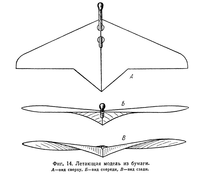 Фиг. 14. Летающая модель из бумаги