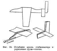 Фиг. 24. Отгибание крыла, стабилизатора и укрепление груза