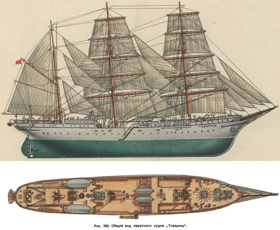 Рис. 160. Общий вид парусного судна «Товарищ»