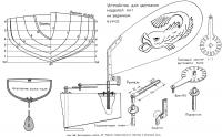 Рис. 169. Яхта-модель класса «П». Корпус теоретического чертежа и ветровой руль