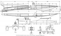 Рис. 186. Конструктивный чертеж и детали модели с двигателем 2,5 см3