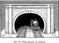Рис. 33. Поезд выходит из туннеля