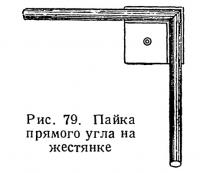 Рис. 79. Пайка прямого угла на жестянке